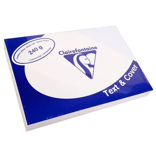 Clairefontaine Lot De 10 Pqts De 100 Couvertures Reliure Text&cover Cuir 240g A4 210x297 Mm Blanc