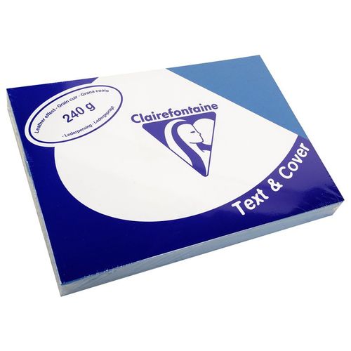 Clairefontaine Pqt De 100 Couvertures Reliure Text&cover Cuir 240g A4 210x297 Mm Bleu Écolier