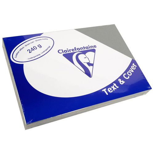 Clairefontaine Lot De 5 Pqts De 100 Couvertures Reliure Text&cover Cuir 240g A4 210x297 Mm Gris Ardoise