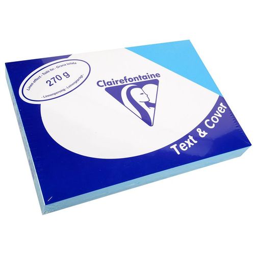 Clairefontaine Lot De 10 Pqts De 100 Couvertures Reliure Text&cover Toilé 270g A4 210x297 Mm Bleu Lazulite