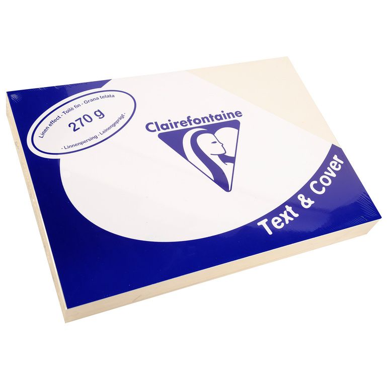 Clairefontaine Pqt De 100 Couvertures Reliure Text&cover Toilé 270g A4 210x297 Mm Blanc Ivoire