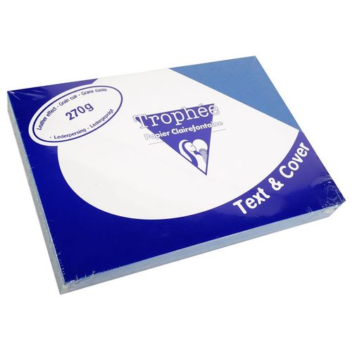 Clairefontaine Pqt De 100 Couvertures Reliure Text&cover Cuir 270g A4 210x297 Mm Bleu Écolier
