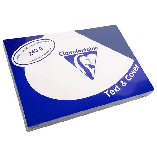 Clairefontaine Lot De 5 Pqts De 100 Couvertures Reliure Text&cover Cuir 240g A4 210x297 Mm Bleu Royal