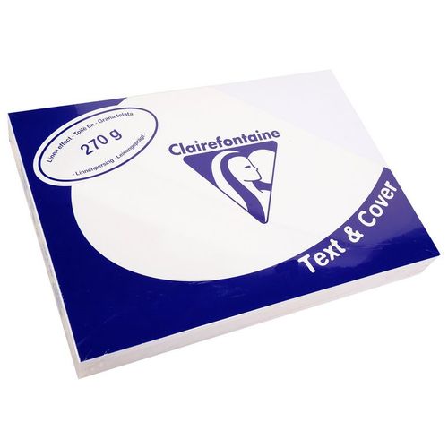 Clairefontaine Lot De 5 Pqts De 100 Couvertures Reliure Text&cover Toilé 270g A4 210x297 Mm Blanc
