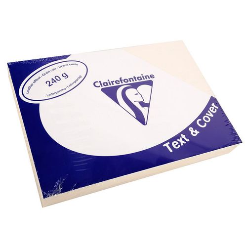 Clairefontaine Lot De 10 Pqts De 100 Couvertures Reliure Text&cover Cuir 240g A4 210x297 Mm Ivoire