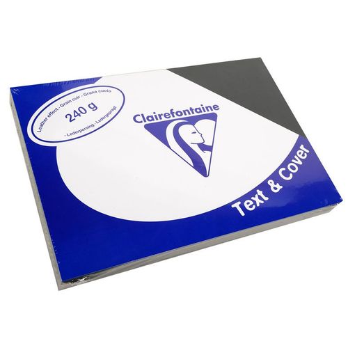 Clairefontaine Lot De 5 Pqts De 100 Couvertures Reliure Text&cover Cuir 240g A4 210x297 Mm Noir