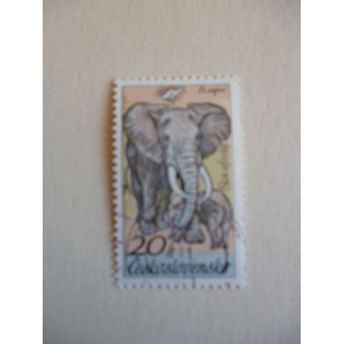 Timbre "Tchécoslovaquie : Éléphant Et Petit".