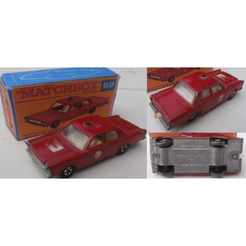 Ford Galaxie Fire Chief Pompier Matchbox Superfast N°59 1970-Matchbox