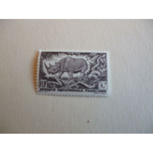 Timbre "Afrique Équatoriale Française :Rhinocéros."