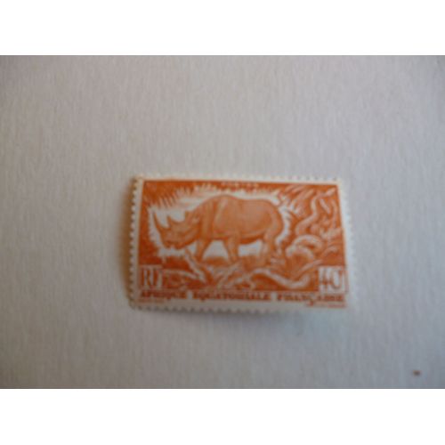 Timbre "Afrique Équatoriale Française :Rhinocéros."
