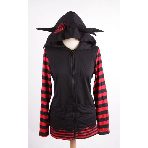 Veste Gilet Top Pull Coton Capuche Pointes Piques Rayures Ailes Fermeture Eclair Gothique Punk Emo Ange Démon Mode Style Streetwear Casual Quotidien Black Sugar Boutique Mode Cosplay Lolita