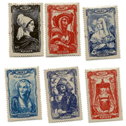 Série Des Coiffes Régionales. Au Profit Du Secours National N° 593 A 598 Neuf ++
