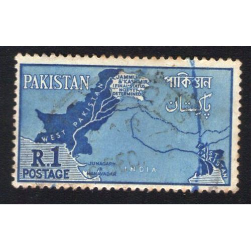 Pakistan 1960 Oblitéré Used Carte Montrant Les Zones Disputées Bleu