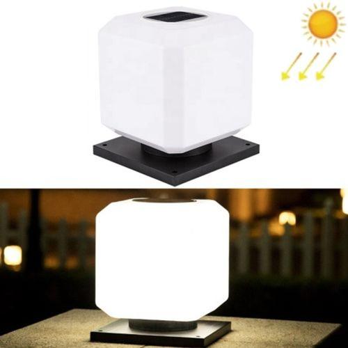 003 Lampe de colonne extérieure carrée solaire LED Applique murale étanche Taille: 20 cm (Blanc)