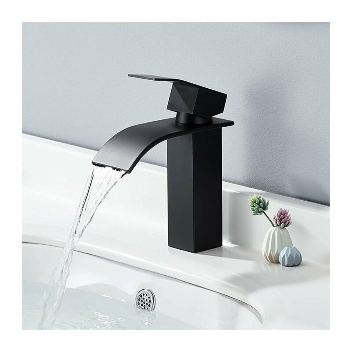 Robinet de lavabo cascade noir, robinets de lavabo à levier unique ...