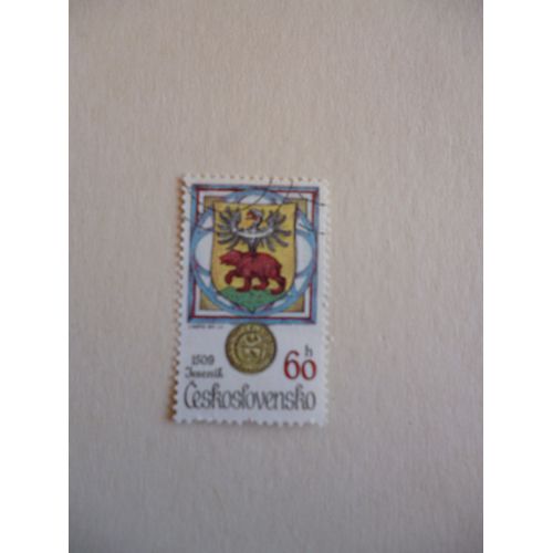 Timbre "Tchécoslovaquie :Blason 1509 Ours Et Aigle".