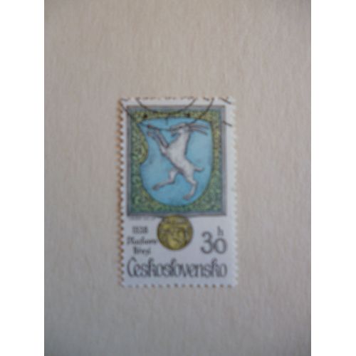 Timbre "Tchécoslovaquie : Blason 1538 :Chèvre".