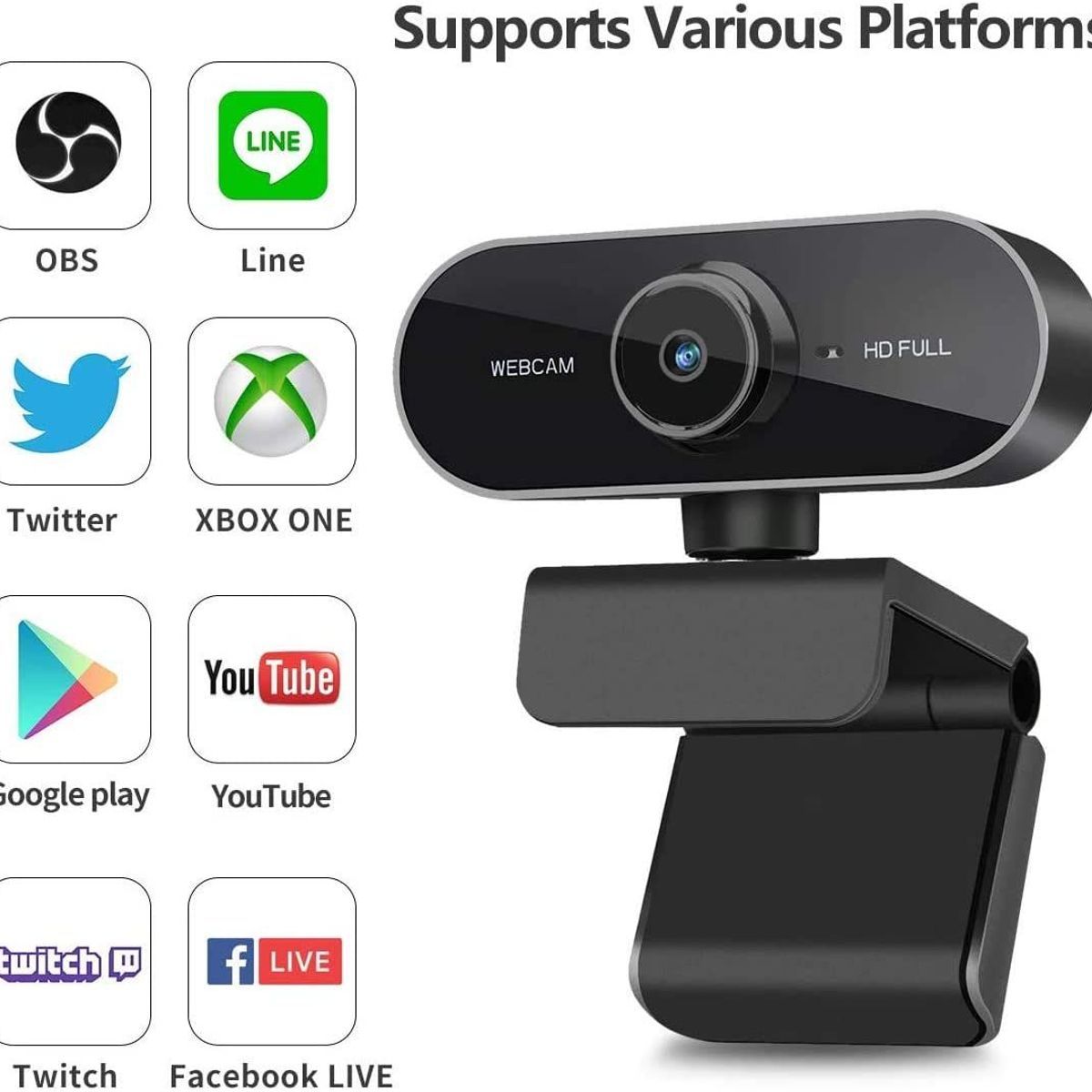Webcam, webcam 1080P pour ordinateur de bureau PC - 2