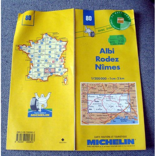 Carte Michelin Albi Rodez Nimes 1:200000 1997
