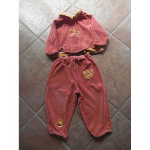 Pyjama Pantalon + Haut Disney 18 Mois Orange Fille Taille Elastique Doux