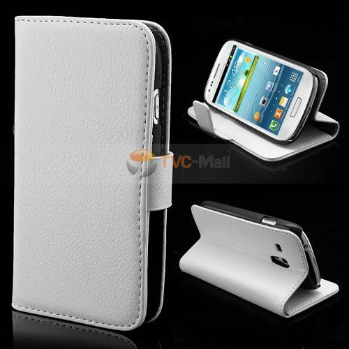 Etui Portefeuille Pour Samsung Galaxy S3 Mini 4.0" Support Video Cuir Pu - Blanc