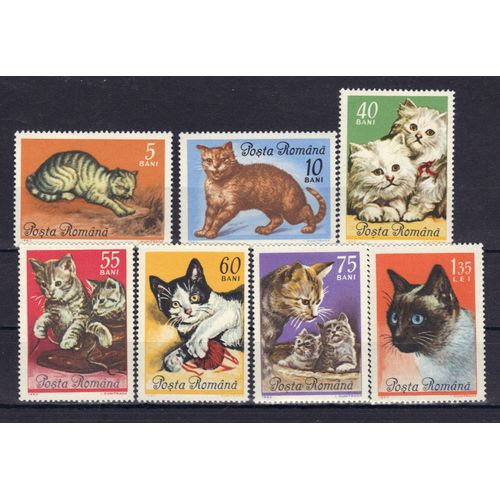 Roumanie 1965 : Chats Divers - Série Entière De 7 Timbres Neufs **
