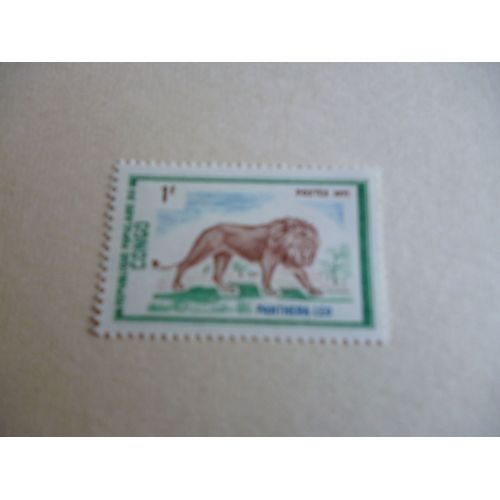 Timbre "Congo:Panthéra Leo :Lion"1971.