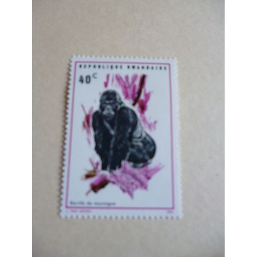 Timbre "République Rwandaise :Gorilles De Montagne 1970".