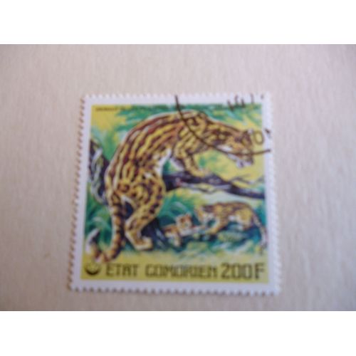 Timbre "État Comorien:Ocelot D'amérique Du Sud:Animal En Voie De Disparition".