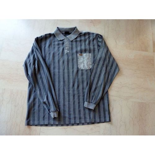 Polo Homme À Manches Longues Gris Xl