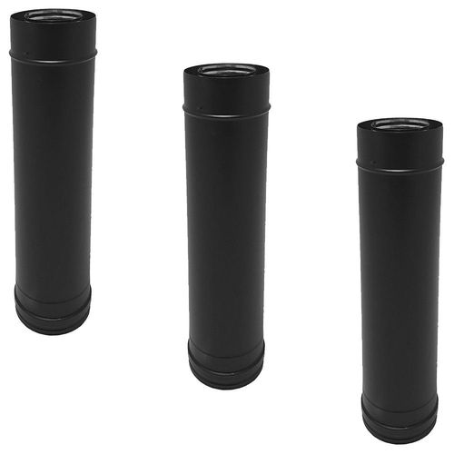 Lot de 3 TDI Conduit concentrique en acier inoxydable polycombustible Noir longueur 50 cm Ø80-125