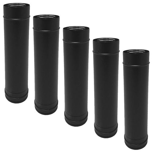 Lot de 5 TDI Conduit concentrique en acier inoxydable polycombustible Noir longueur 50 cm Ø100-150