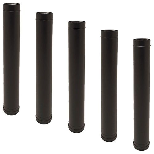 Lot de 5 TDI Conduit concentrique en acier inoxydable polycombustible Noir longueur 100 cm Ø80-125