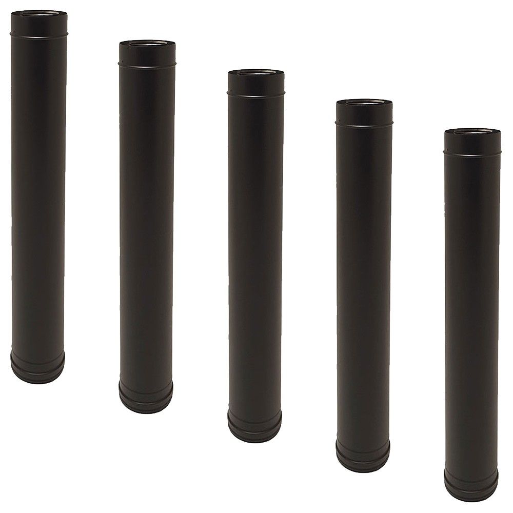 Lot de 5 TDI Conduit concentrique en acier inoxydable polycombustible Noir longueur 100 cm Ø100-150