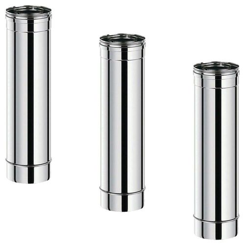 Lot de 3 TDI Conduit concentrique en acier inoxydable polycombustible Inox longueur 50 cm Ø130-200