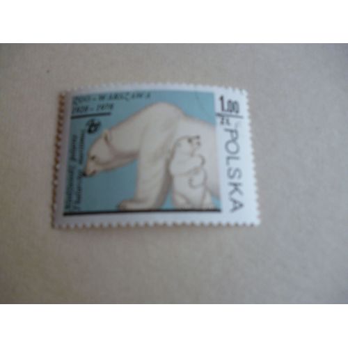 Timbre "Pologne:50 Ans Du Zoo De Varsovie :1928-1978 :Ours Blanc".