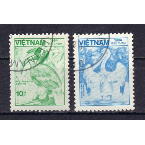 Vietnam 1984 : Faune : Oiseaux - Série De 2 Timbres Oblitérés