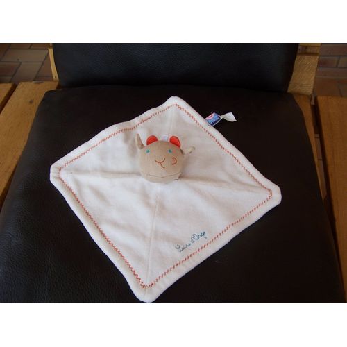 Doudou Plat Vache Sucre D'orge Blanche Beige
