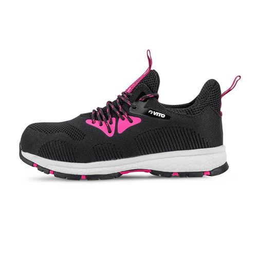 Chaussures De Securite Femme S1p Sra Rose Legère Fibre Aramide Coque Composite Vito Pink