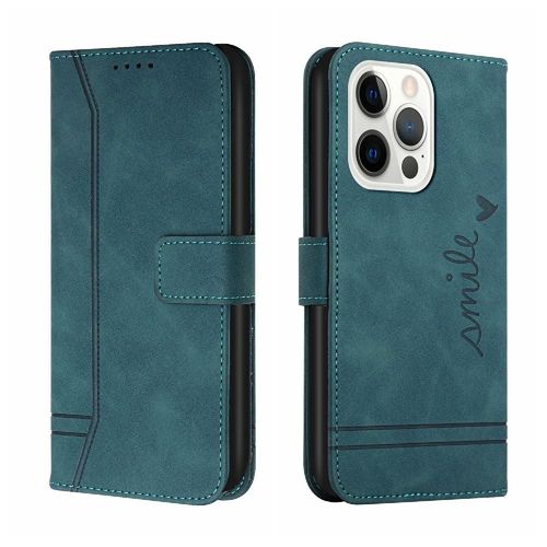Téléphone Étui Pour Iphone 15 Pro Max Sangle À Main Fermeture Magnétique Couverture De Fentes Pour Cartes Portefeuille Flip Folio Cuir Pu - Vert