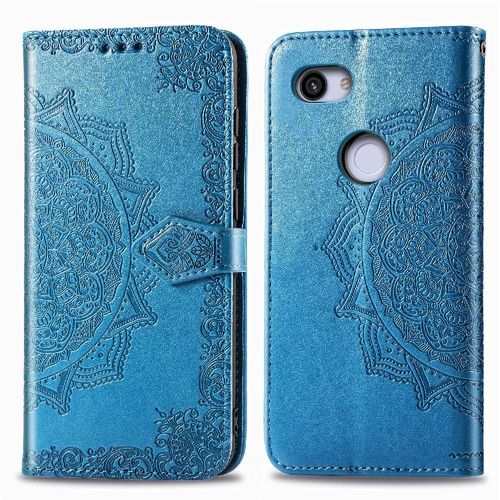 Étui Pour Google Pixel 3a Xl Couverture Rabotant Antichoc Simple Entreprise Étui En Cuir Motif Exquis - Bleu