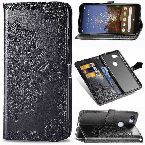 Étui Pour Google Pixel 3a Xl Couverture Rabotant Antichoc Simple Entreprise Étui En Cuir Motif Exquis - Noir