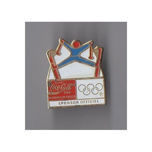Pin's Coca cola sponsor officiel Jeux Olympiques - Ski descente vitesse