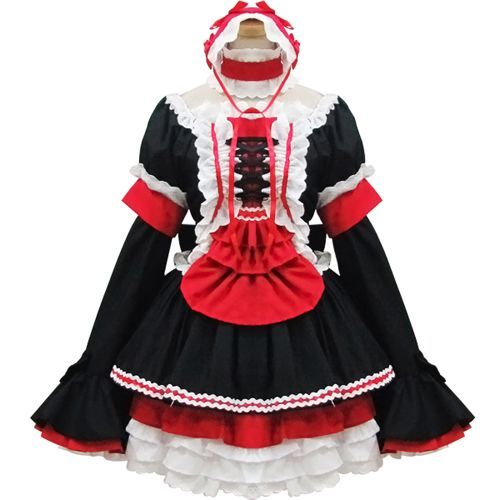Robe Maid Noire Blanche Rouge Manches Longues Dentelle Noeud Papillon Jupon Sweet Maid Lolita Kawaï Mignon Classe Style Mode Japonaise Déguisement Cosplay Costume Convention Boutique Black Sugar Paris