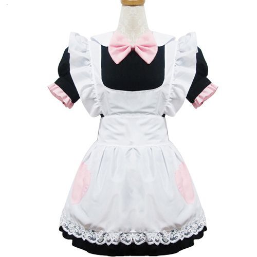 Robe Maid Noire Tablier Blanc Manches Courtes Dentelle Noeud Papillon Serre-Tête Lolita Kawaï Mignon Classe Style Mode Japonaise Déguisement Cosplay Costume Convention Boutique Black Sugar Paris