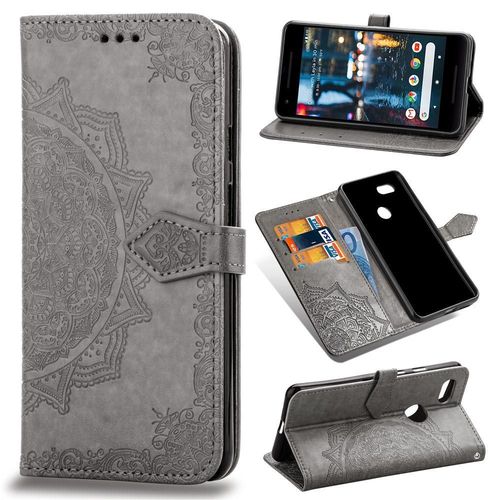 Étui Pour Google Pixel 3 Couverture Rabotant Étui En Cuir Motif Exquis Antichoc Simple Entreprise - Gris