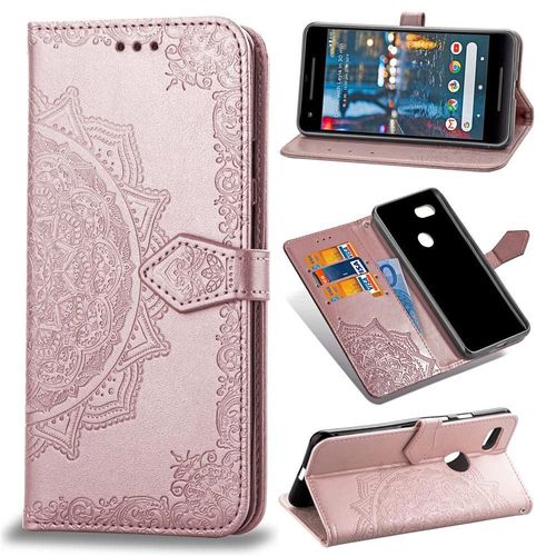 Étui Pour Google Pixel 3 Couverture Rabotant Étui En Cuir Motif Exquis Antichoc Simple Entreprise - Doré