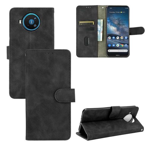 Étui Pour Nokia 8.3 Housse De Protection Avec Porte-Cartes Kickstand Insertion De Carte Protection Complète Coque En Cuir Folio Flip - Noir