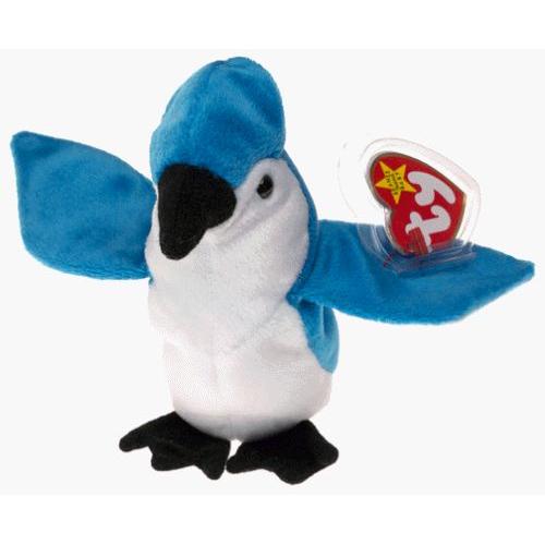 Ty Beanie Baby - Peluche Animaux - Rocket Le Perroquet Bleu