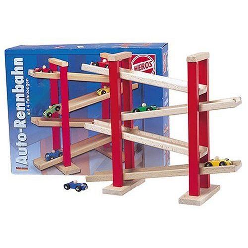 Heros - 27332 - Parcours De Billes En Bois - Bois Naturel / Rouge - 40 Cm
